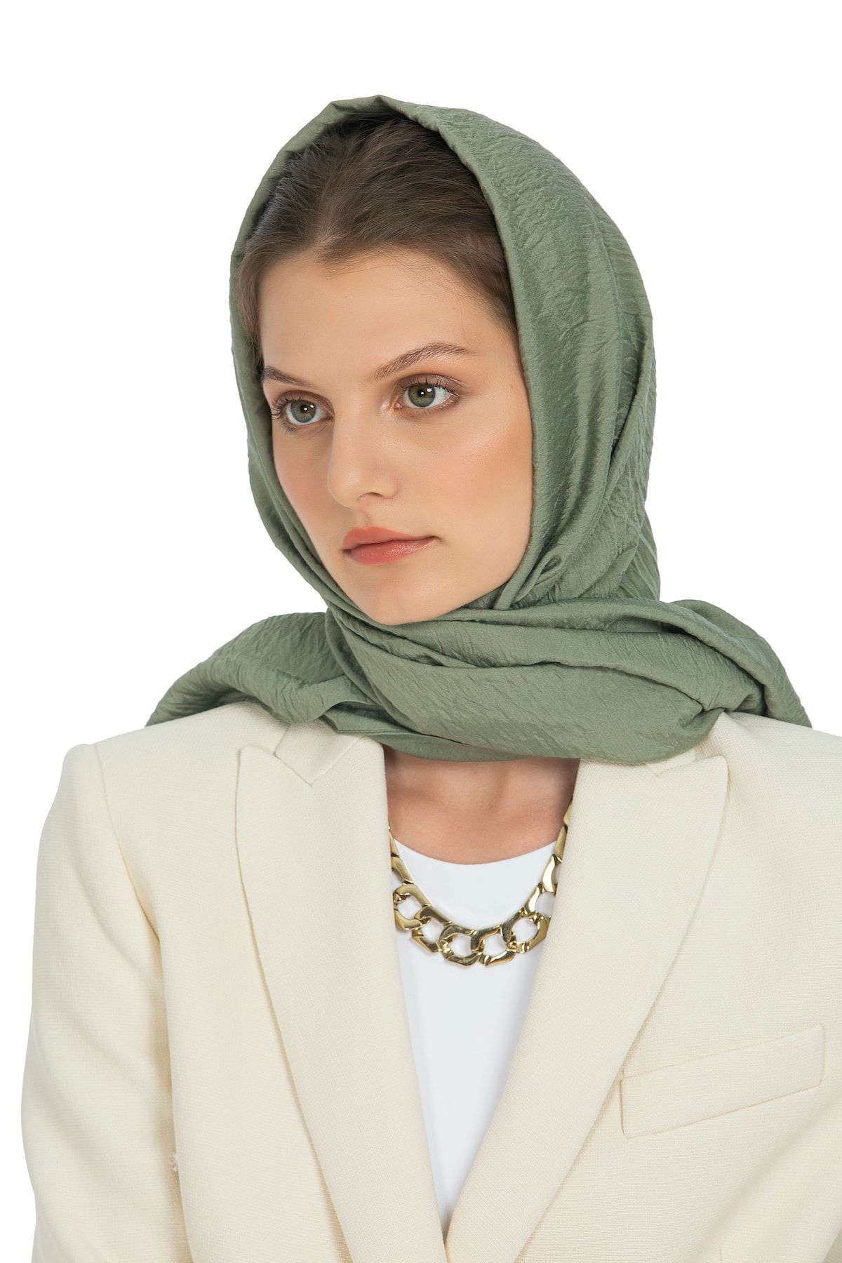SİORAA Crinkle Şal Keten Yeşili