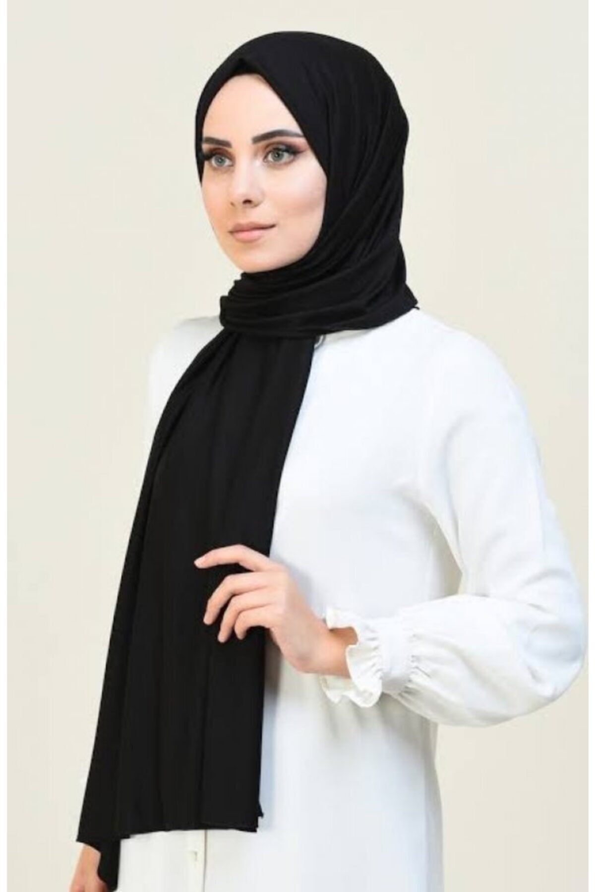Amisos Bone Şal Hazır Tesettür Giyim Penye Şal Siyah Renk - Özel Tasarım- Yeni Model Tesettür Giyim
