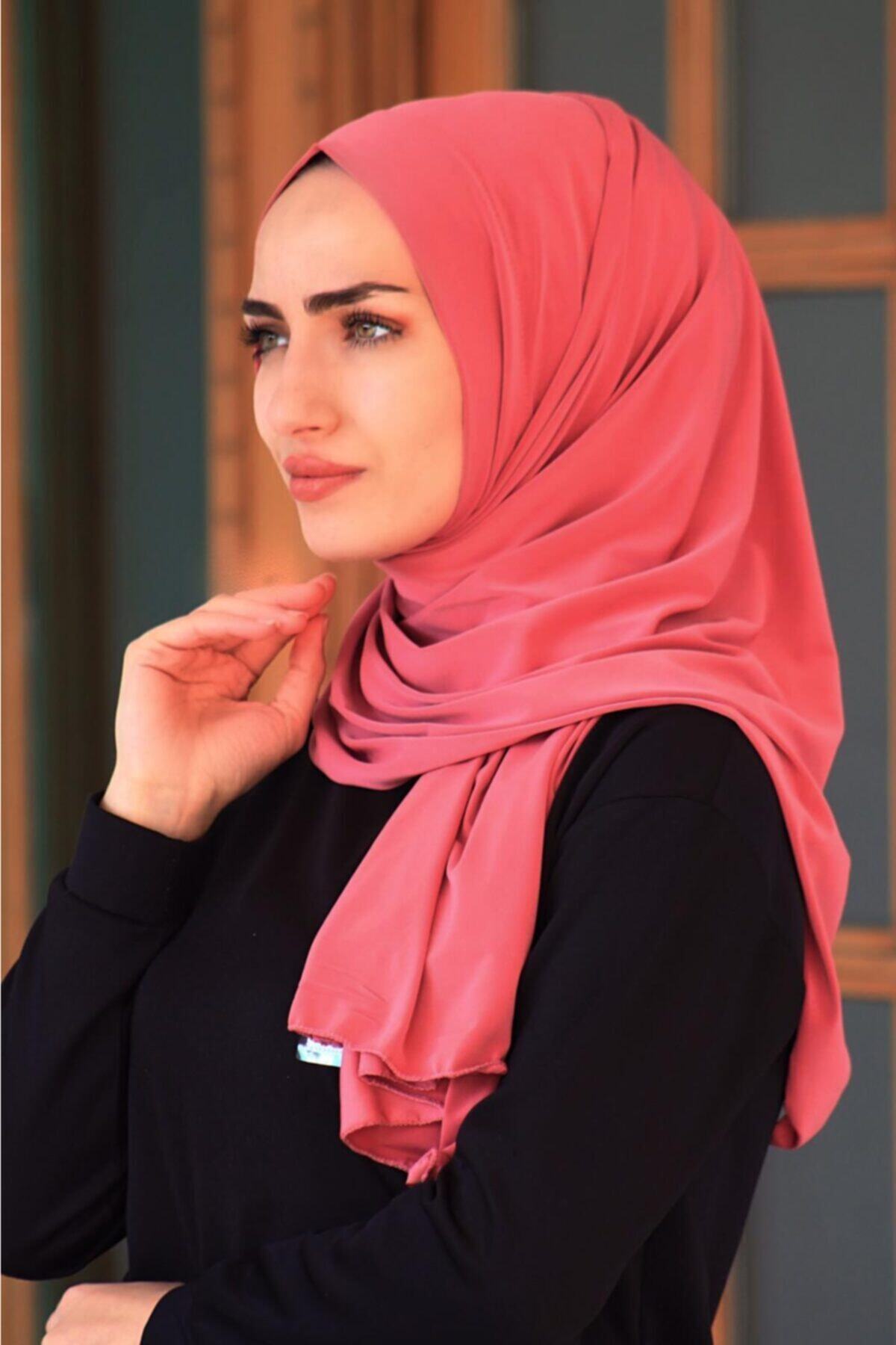 Amisos Bone Şal Hazır Tesettür Giyim Maskeli Hazır Bone Gül Kurusu - Özel Tasarım- Yeni Model Tesettür Giyim