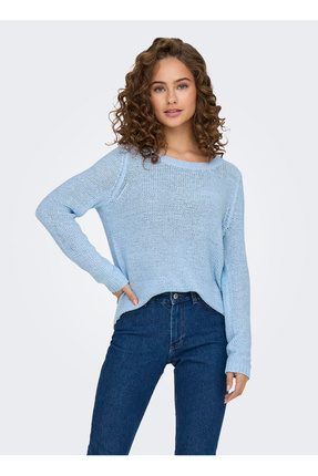 O Yaka Normal Düz Buz Mavisi Kazak Kadın ONLGEENA XO L/S PULLOVER KNT NOOS Image 4