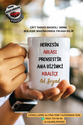 Kupa Bardak – Herkesin ABLASI Prensestir Ama Bizimki Kraliçe – İsim Yazılı Kişiye Özel Hediyelik Image 0