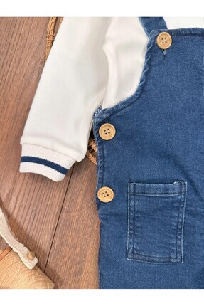 Salopet Likralı Kot Polo Yaka  Salopet Erkek Bebek Takım Image 2