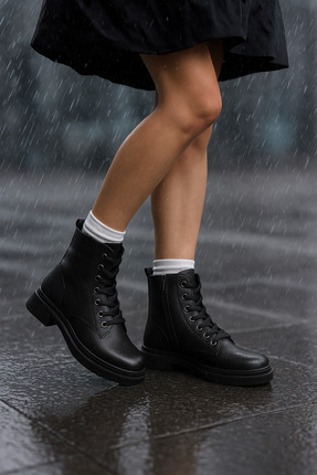 Elyediane Kadın Postal Bağcıklı Fermuarlı Günlük Bot 001201 Cilt Image 5