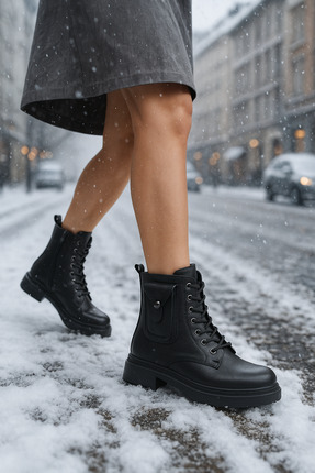 Iselleth Kadın Bağcıklı Fermuarlı Postal Günlük Bot 001204 Cilt Image 0