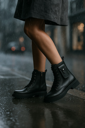 Iselleth Kadın Bağcıklı Fermuarlı Postal Günlük Bot 001204 Cilt Image 6