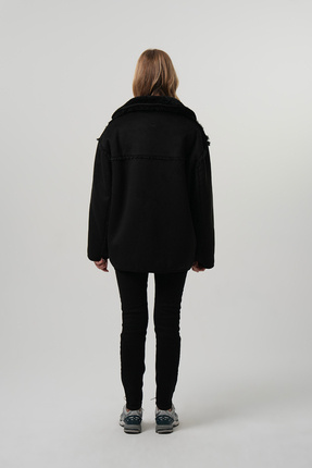 Kadin Mont Peluş Astarlı Kadın Süet Siyah Mont Image 4