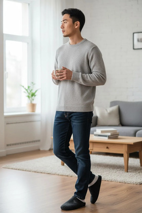 Erkek Sessiz Yumuşak Taban Ev Misafir Puffy Terlik Image 5