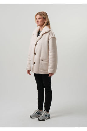 Kadin Mont Peluş Astarlı Kadın Süet Mont Image 5
