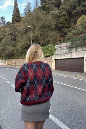 BİSİKLET YAKA BAKLAVA DESEN TRIKO KAZAK Image 4