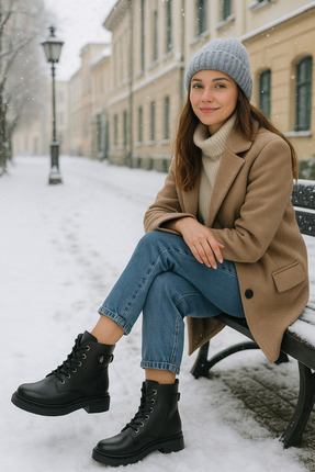 Ysalaema Kadın Bağcıklı Fermuarlı Günlük Postal Bot 001202 Cilt Image 2