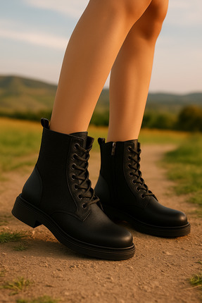 Loraliania Kadın Bağcıklı Fermuarlı Günlük Postal Bot 0012010 Cilt Image 6