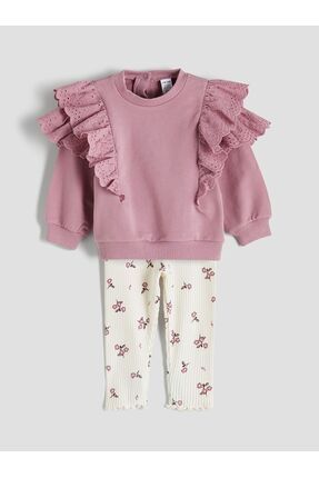 LCW baby Kız Bebek Sweatshirt ve Tayt 2'li Image 0