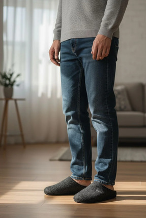 Erkek Sessiz Yumuşak Taban Ev Misafir Puffy Terlik Image 4