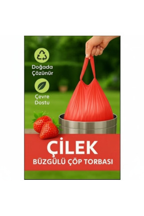 Büzgülü Çöp Torbası 55x60 Cm 3' Lü Paket Lavanta-Çilek-limon Kokulu Çöp Poşeti Image 1