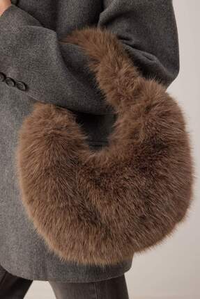 Vizon Suni Kürk Kadın El ve  Omuz Çantası TAKAW26OC00066 Image 0