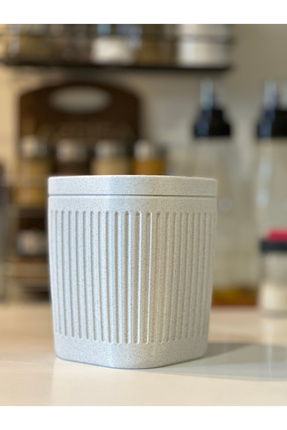 Marsel Dizayn Masaüstü Çöp Kutusu - 15cm - Açılır Kapanır - Mutfak-Banyo-Ofis İçin -Mermer Beyazı Image 4