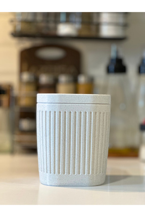 Marsel Dizayn Masaüstü Çöp Kutusu - 15cm - Açılır Kapanır - Mutfak-Banyo-Ofis İçin -Mermer Beyazı Image 5