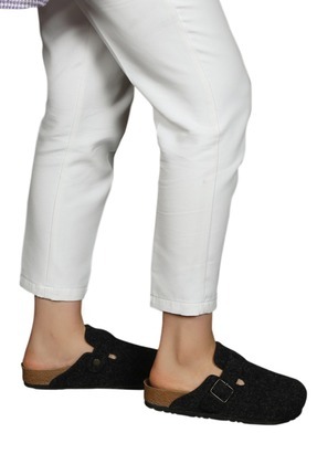 Ithal Unisex Kışlık Önü Kapalı Ortopedik Keçeli Günlük Sabo Ev Terliği Misafir Ev Terliği Image 1
