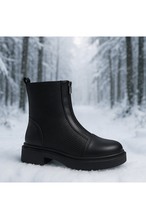 Evelxaris Kadın Önden Fermuarlı Günlük Outdoor Bot 001209 Cilt Image 4