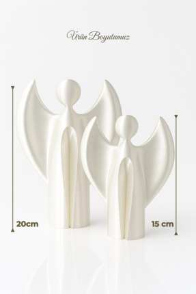 2'li Modern Dekoratif Melek Biblo Seti | İnci Beyazı | Soyut Tasarım Ev ve Ofis Süs Eşyası Image 4