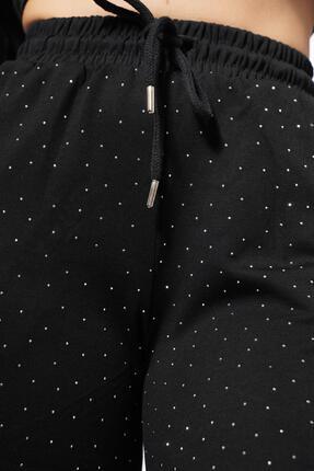 Cerli Taş İşlemeli Eşofman Siyah Image 4