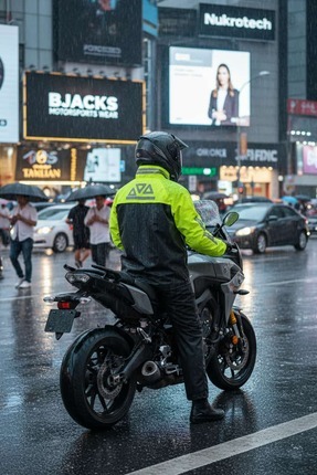 Astarlı PVC Motorcu Yağmurluk – Rüzgâr Geçirmez, Suya Meydan Okuyan Koruma Image 1