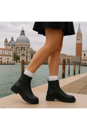 Evelxaris Kadın Önden Fermuarlı Günlük Outdoor Bot 001209 Cilt Image 3