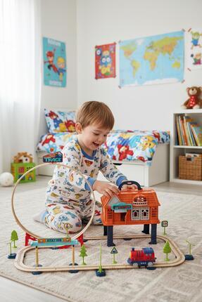 69 Parça Taşıma Kutulu Tren Seti – Pilli Çantalı Image 0