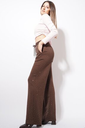 Cerli Taş İşlemeli Eşofman Kahve Image 1