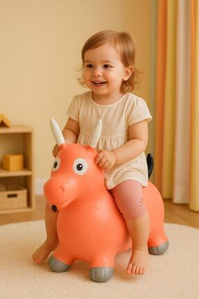 Pembe Şişme Binilebilir Oyuncak Hayvan – Denge Geliştirici Image 0
