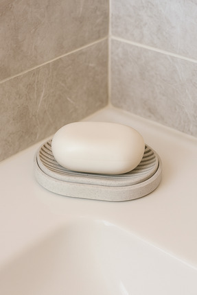 Modern, Şık Hazneli Sabunluk ve Süngerlik - Mermer Beyazı - 12,5cm Image 0