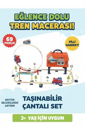 69 Parça Taşıma Kutulu Tren Seti – Pilli Çantalı Image 1