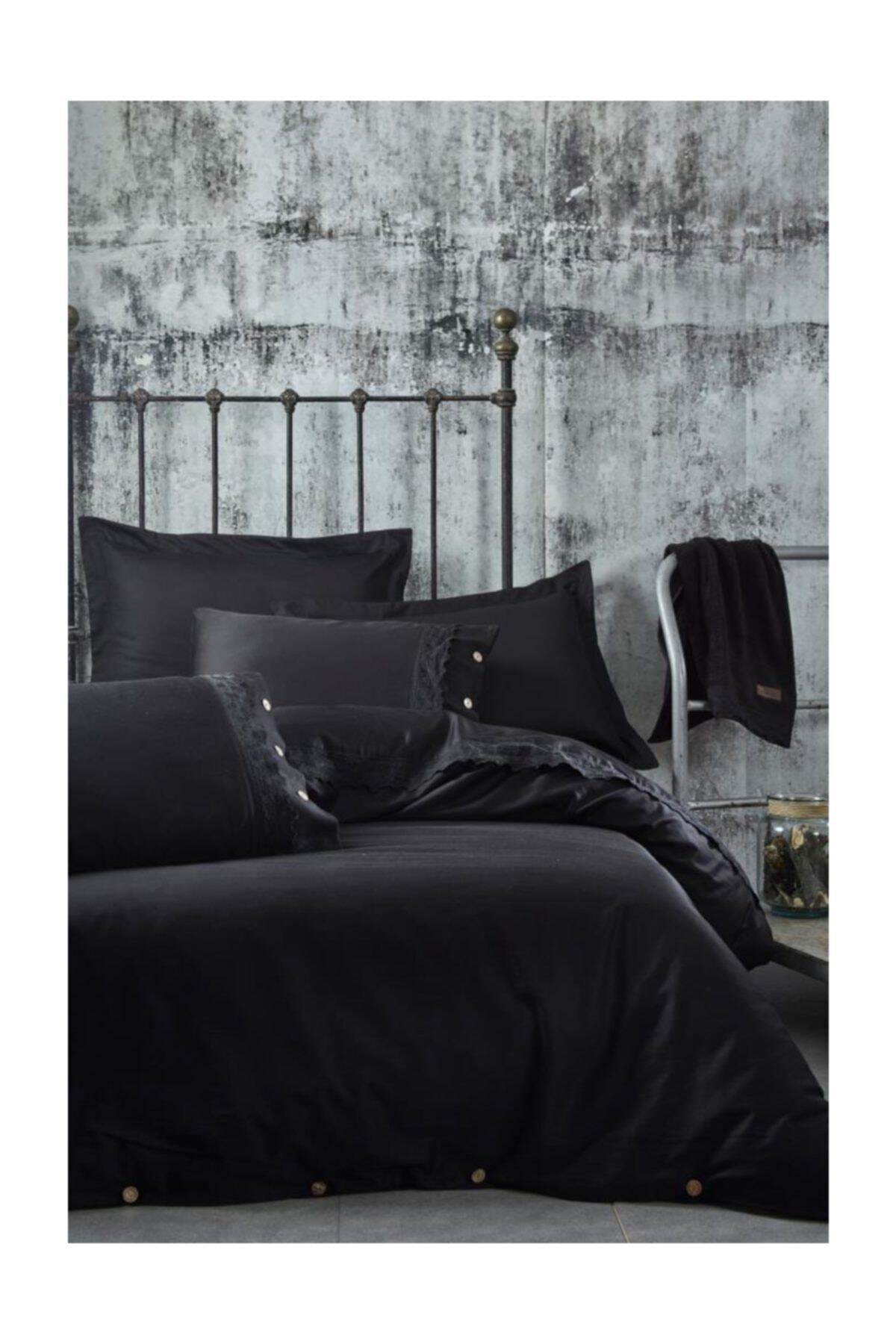 Ecocotton Belinda %100 Organik Pamuk Saten Ecolarge Nevresim Takımı 240*220 Siyah