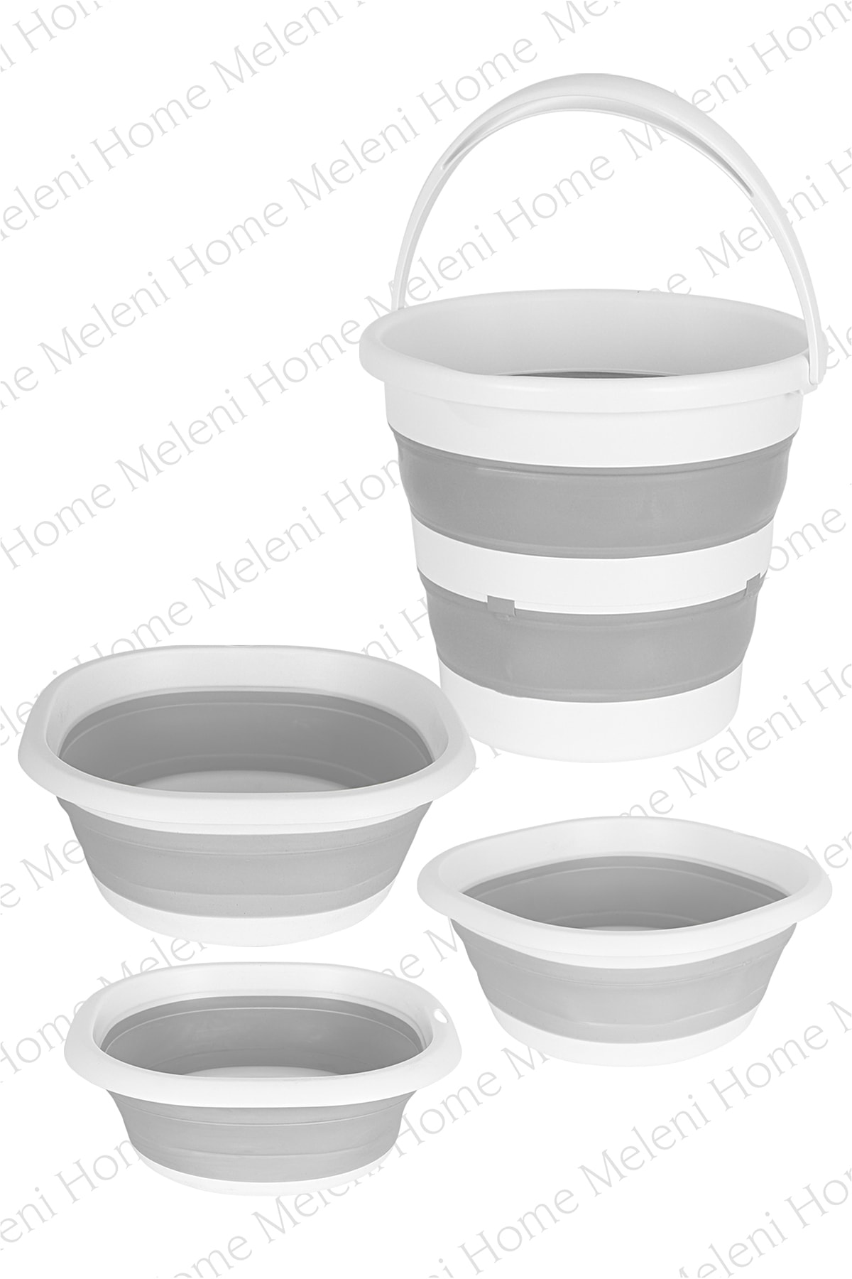 Meleni Home 4 Parça Katlanabilir Akordiyon Su Kovası - 3x Badya Seti