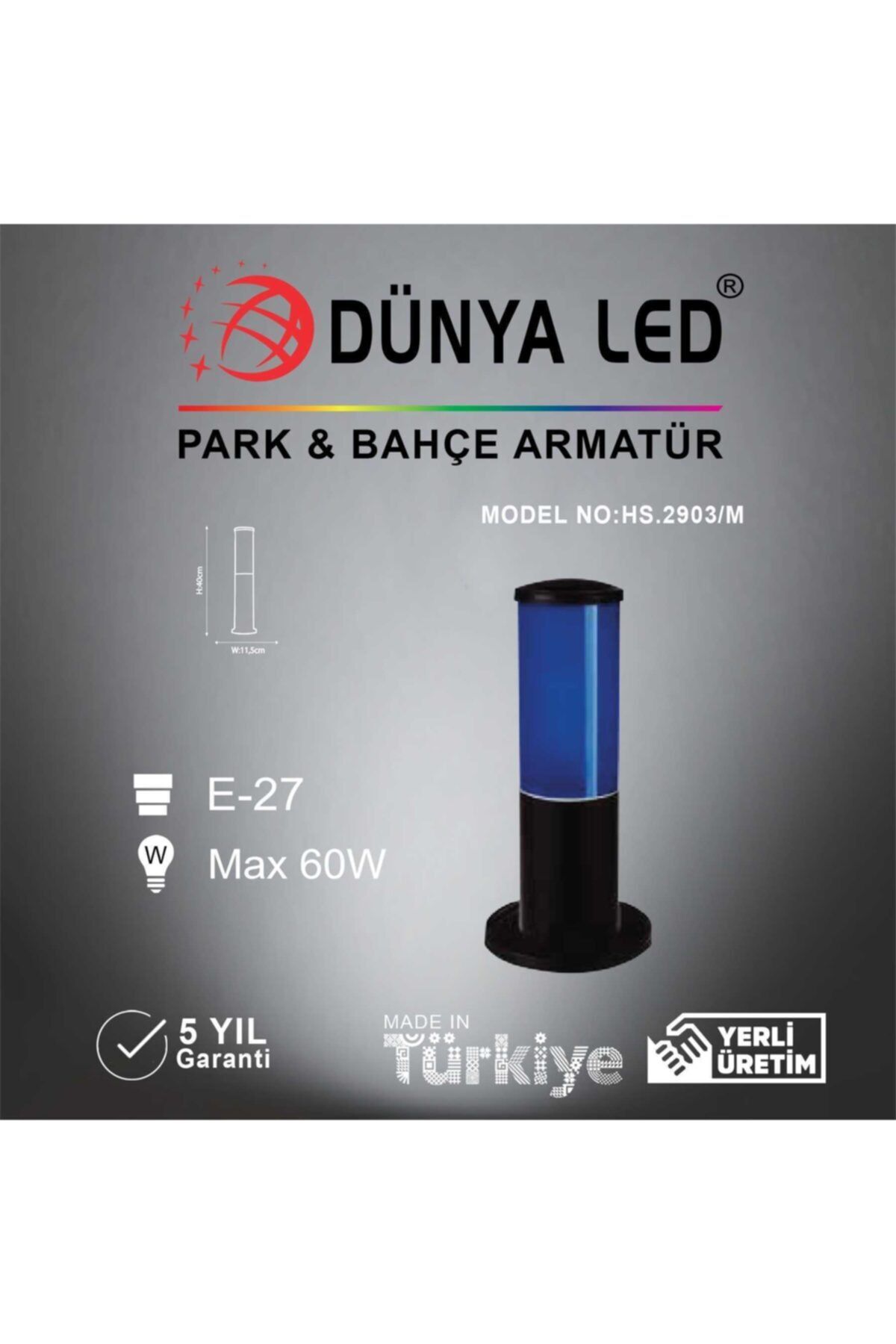 DÜNYA LED Hs.2903-m Dış Mekan Bahçe Aydınlatma Mavi