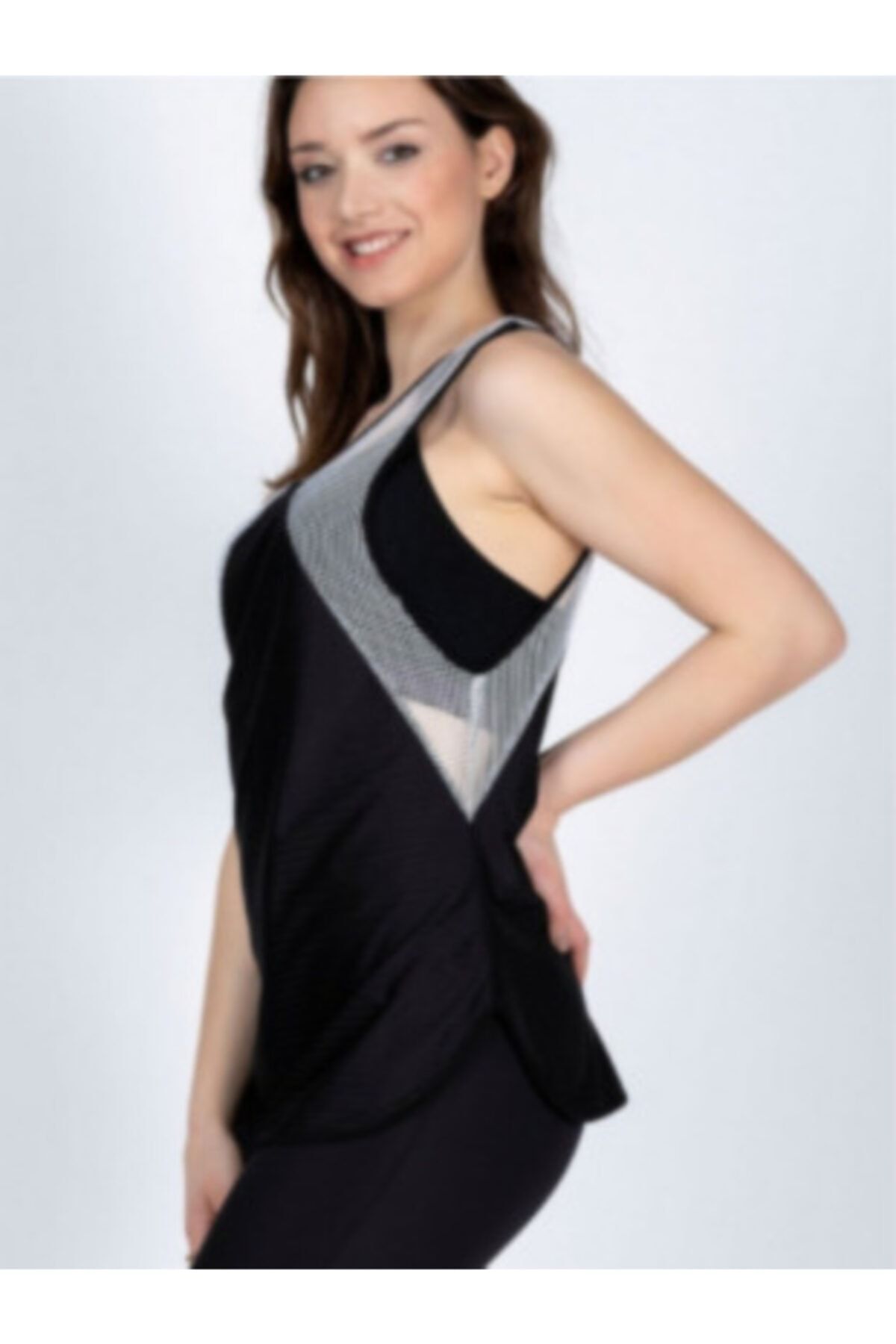 Aria's Closet Siyah Kenarları Beyaz File Spor Atlet -102