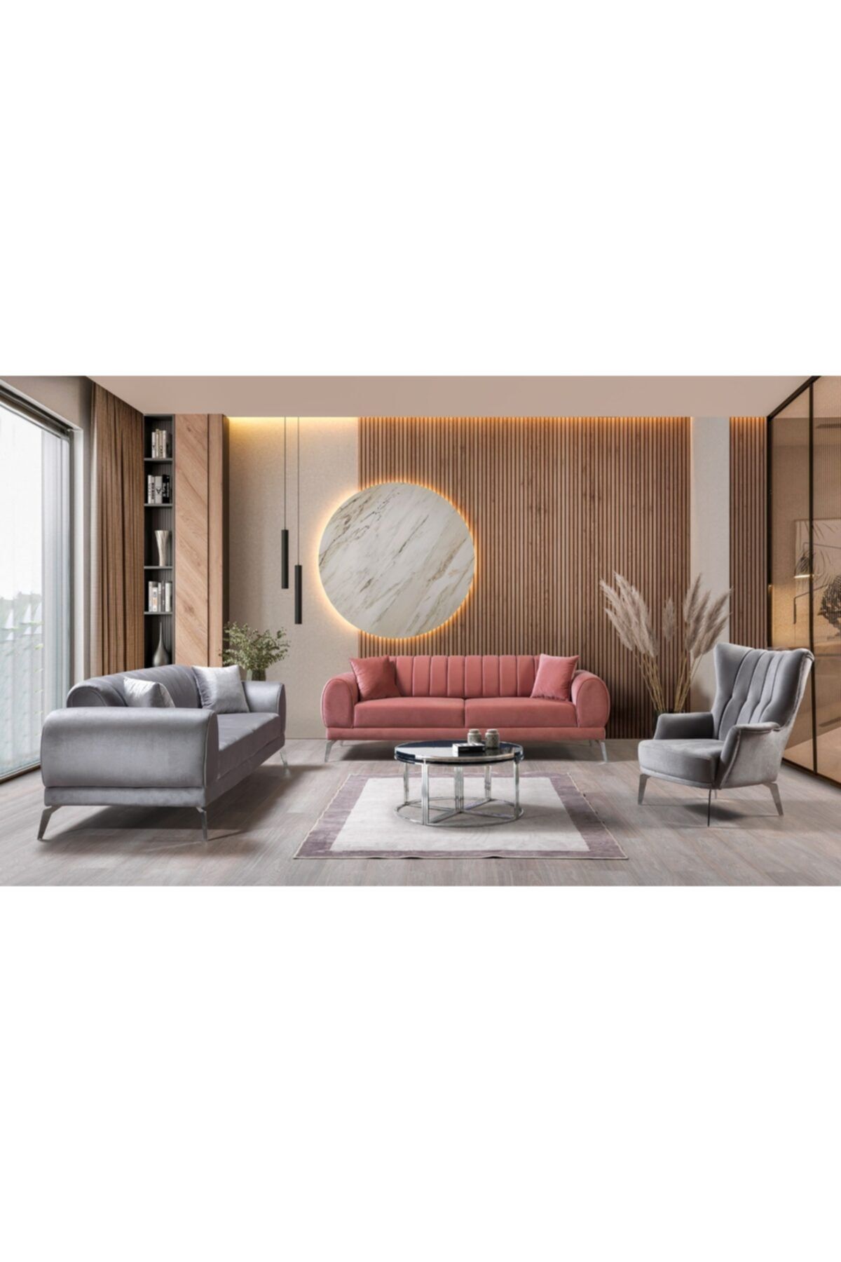 Beyazhomecollection Linda Koltuk Takımı Pembe