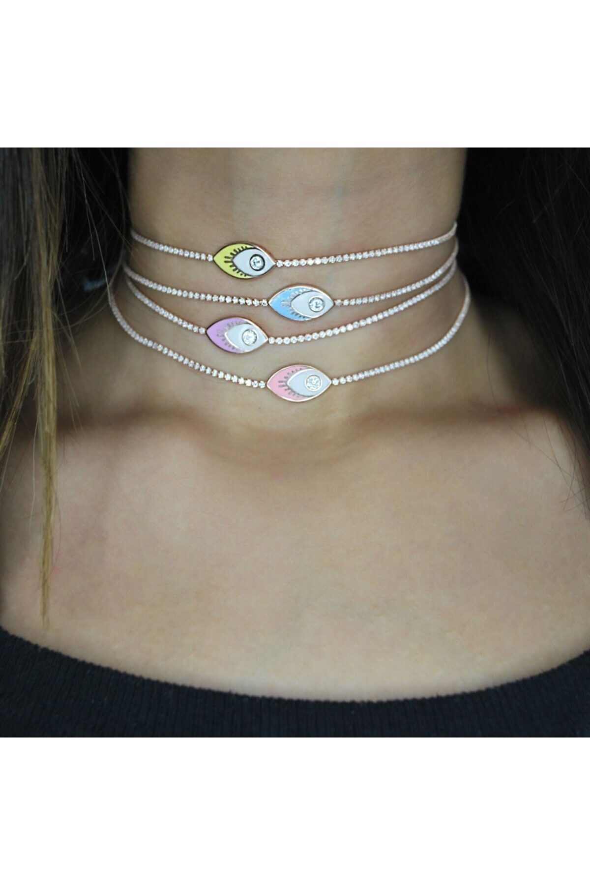 Medcezir Silver Badem Göz Gümüş Choker