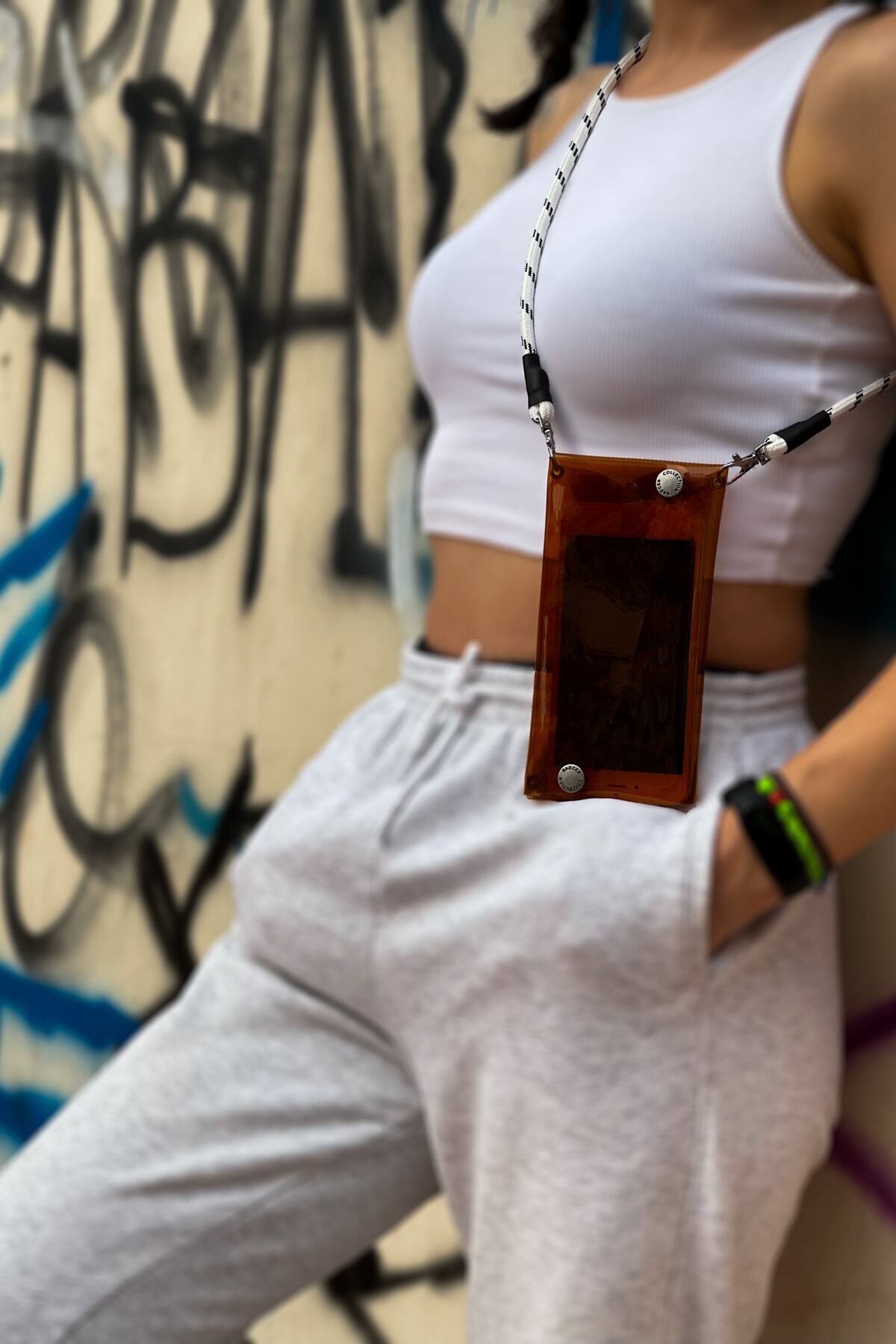 Badger Collection Jellyfon Askılı Telefon Çantası Bal - Unisex Erkek Kadın Minimal Hediye Tasarım Şeffaf Pvc Renkli