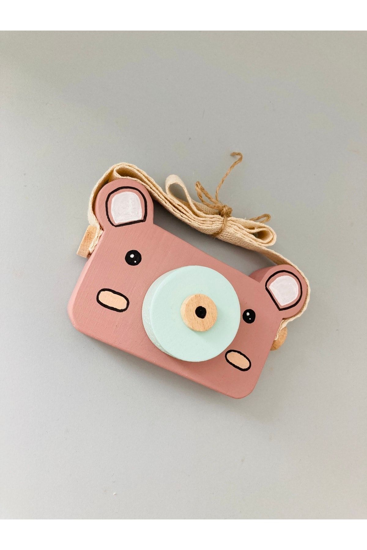 duruwoods Ahşap Fotoğraf Makinesi- Pudra Pembe Ayıcık - Ahşap Eğitici Oyuncak