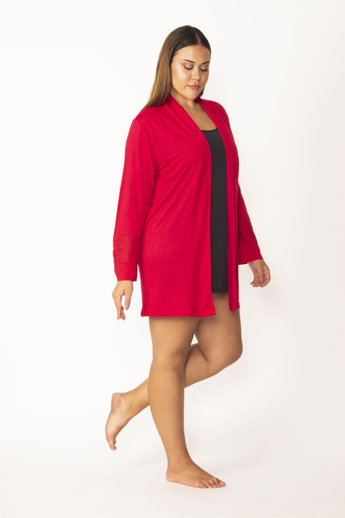 Şans Kadın Fuşya Dantel Detaylı Sabahlık 65N28113