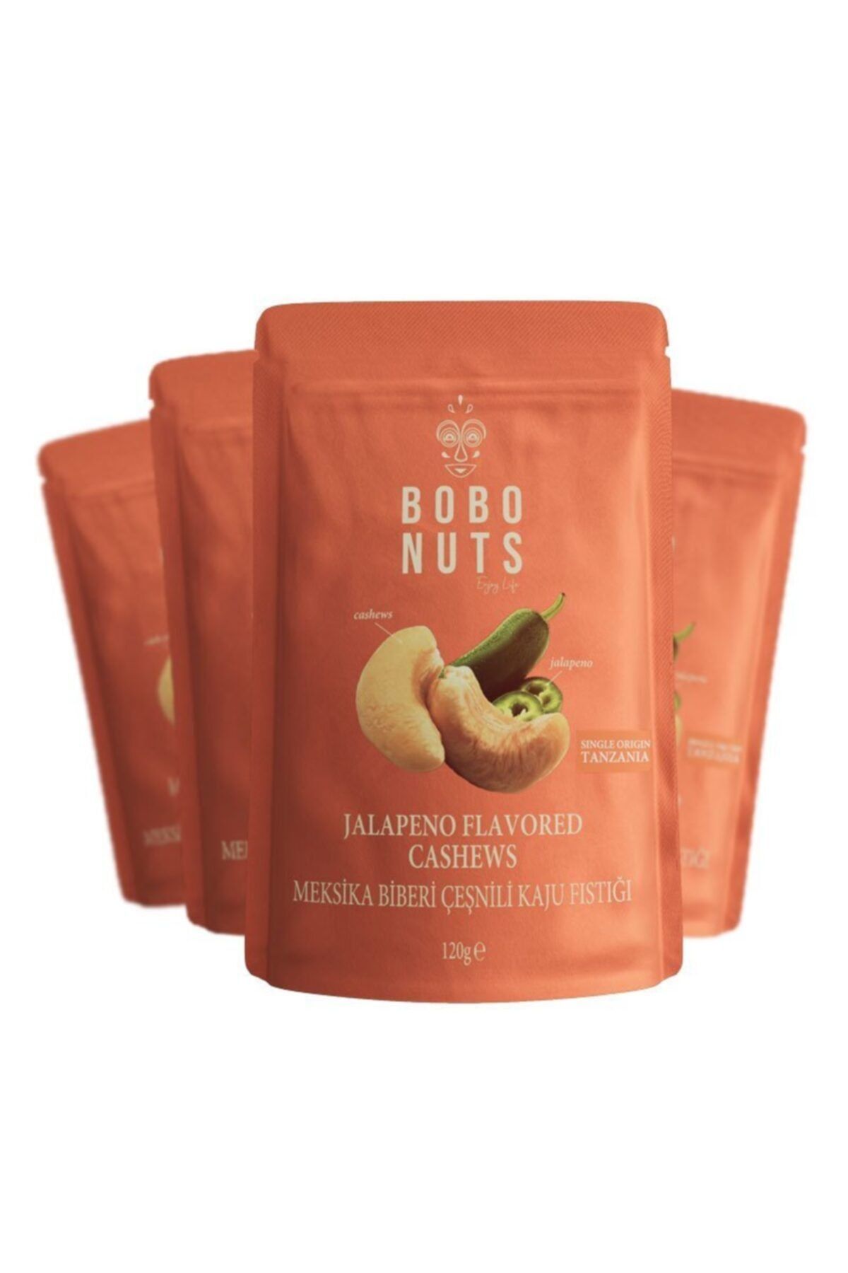 Bobonuts Bobo Nuts Meksika Biberi Çeşnili Kaju Fıstığı 120g X 4 Paket
