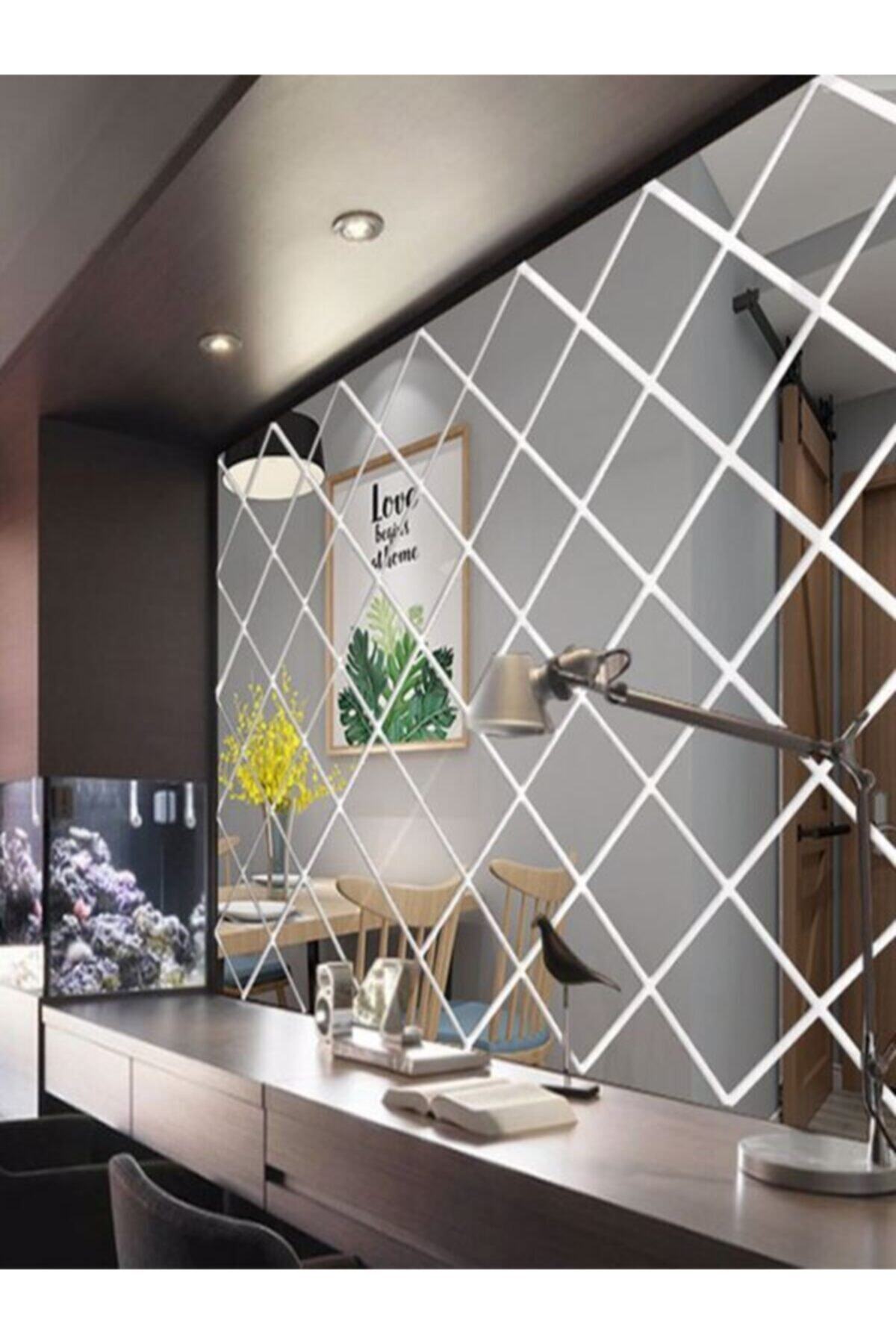 fikirstore Dekoratif 3d Ayna Duvar Sticker Üçgen Akrilik 32 Parça