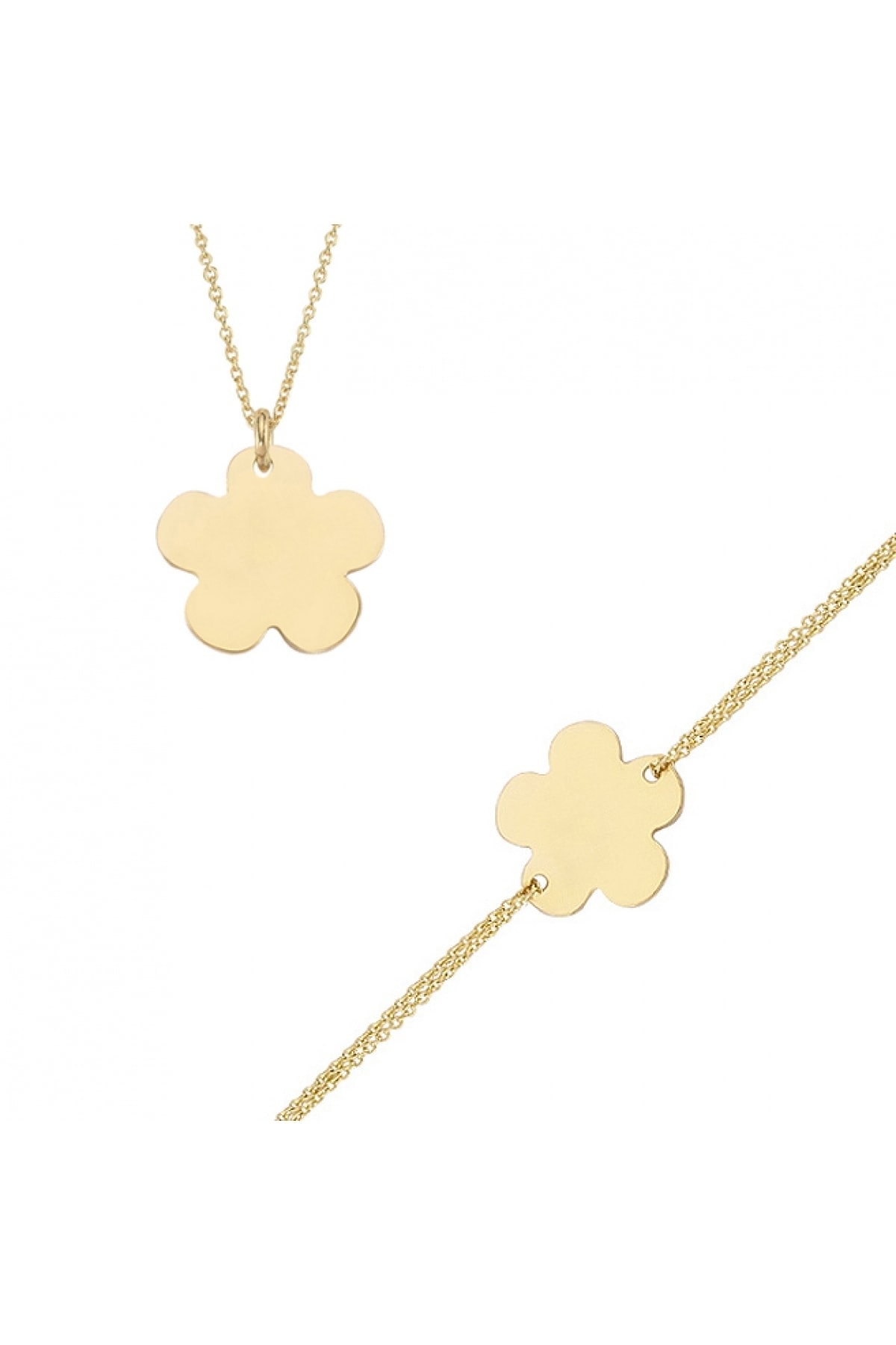 Altın Sepeti Altın Sade Çiçek Ikili Set