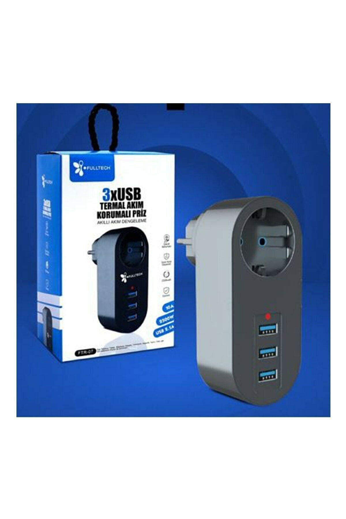 RAYLAX Termal Akım Korumalı Tekli Duvar Priz 3 Usb Li - Akıllı Akım Dengeleme Çoklu Usb Priz