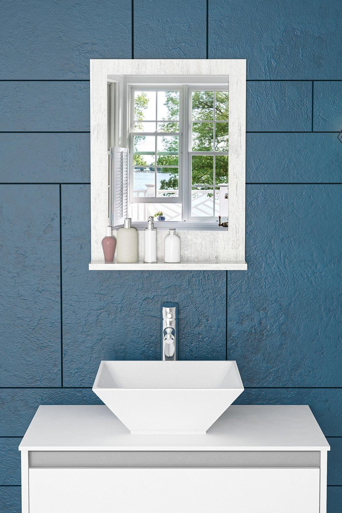 bluecape Verona 45x60cm Kristal Raflı Dresuar Hol Koridor Salon Banyo Wc Ofis Çocuk Yatak Odası Boy Ayna