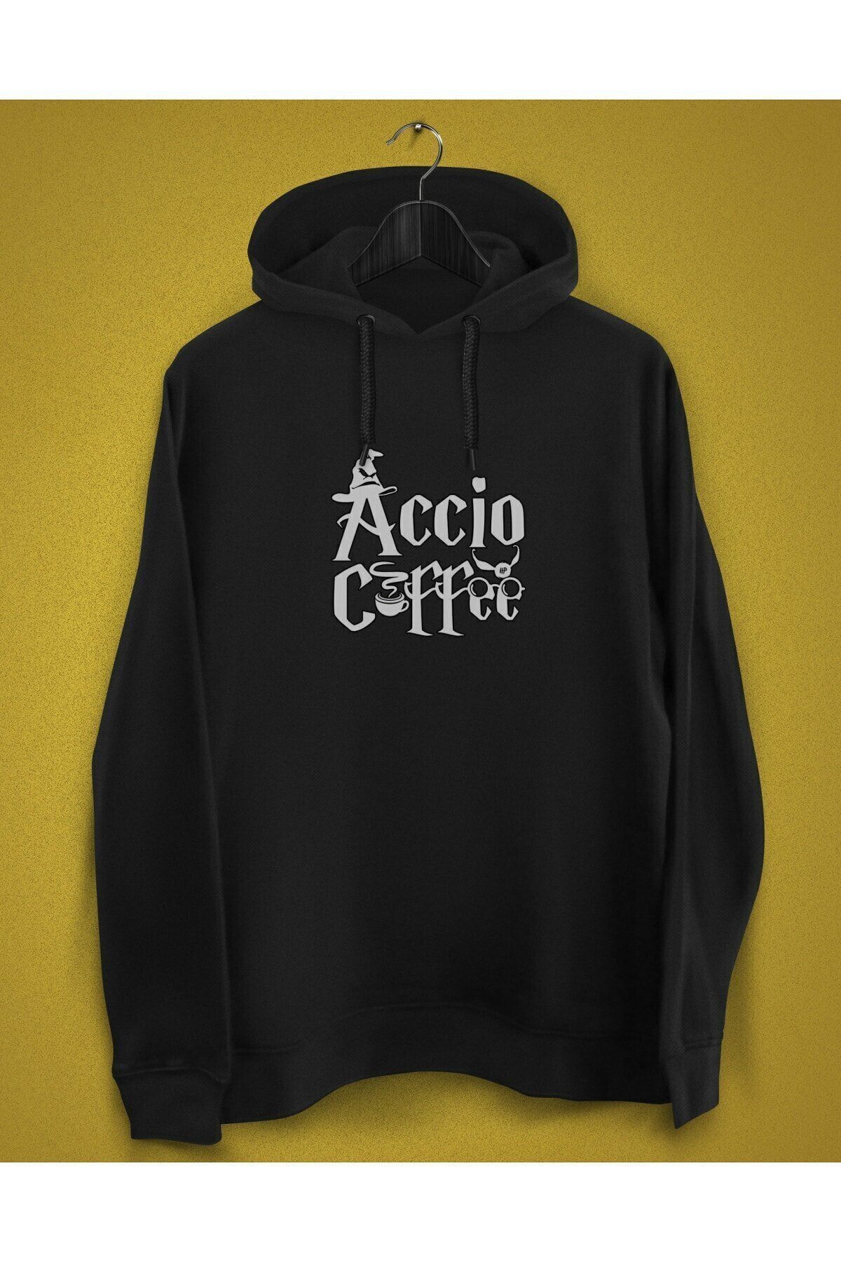 IvırZıvır Unisex Siyah Harry Potter- Accio Coffee Baskılı Sweatshirt