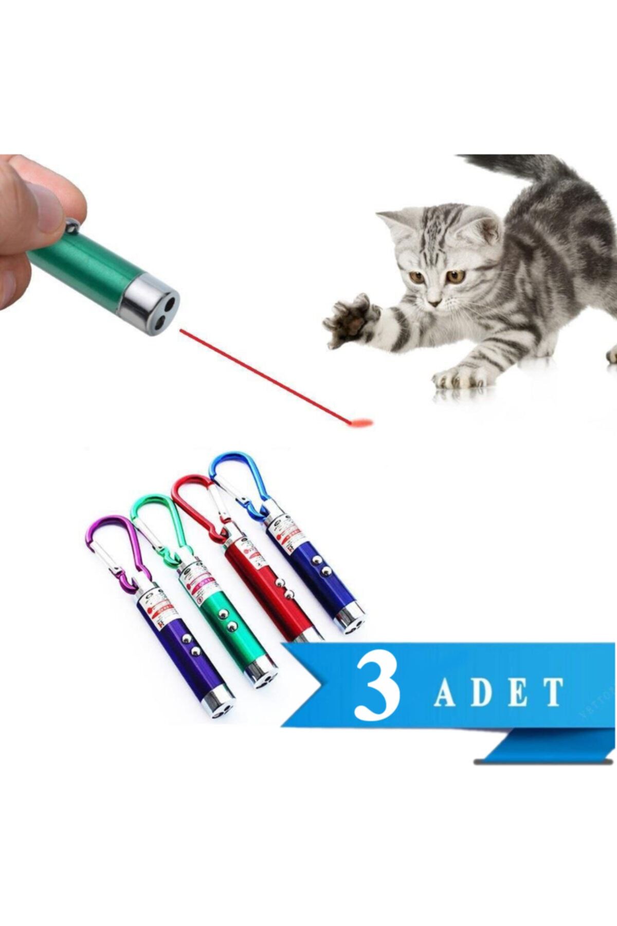Endiket Kedi Lazer Oyuncak 3 Adet Ledli Led Pilli Işık Ödül Çimi Otu Mama Alıştırma Smokin Scottish Fold Cat