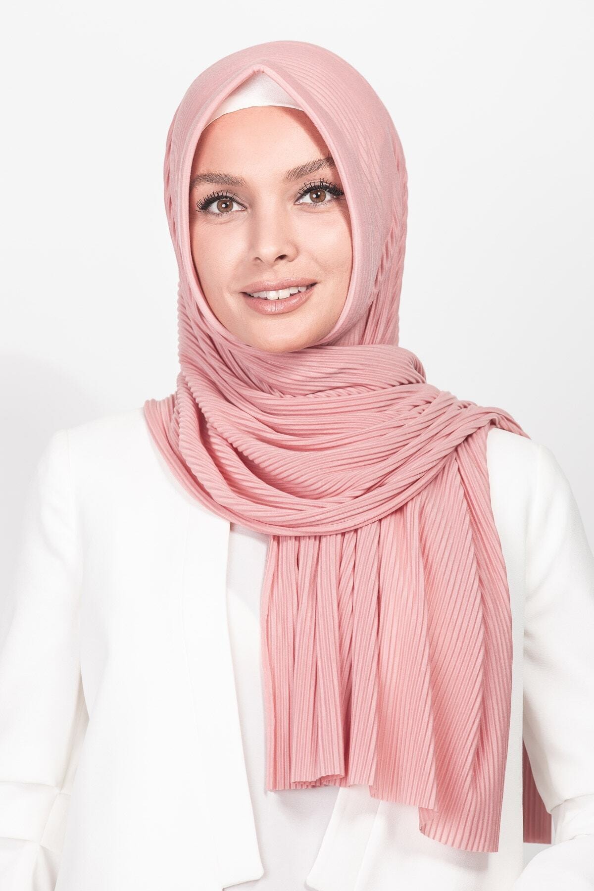 Zehra Hazır Havuz Tesettür Giyim Piliseli Pratik Penye Hazır Şal Toz Pempe - Özel Tasarım- Yeni Model Tesettür Giyim