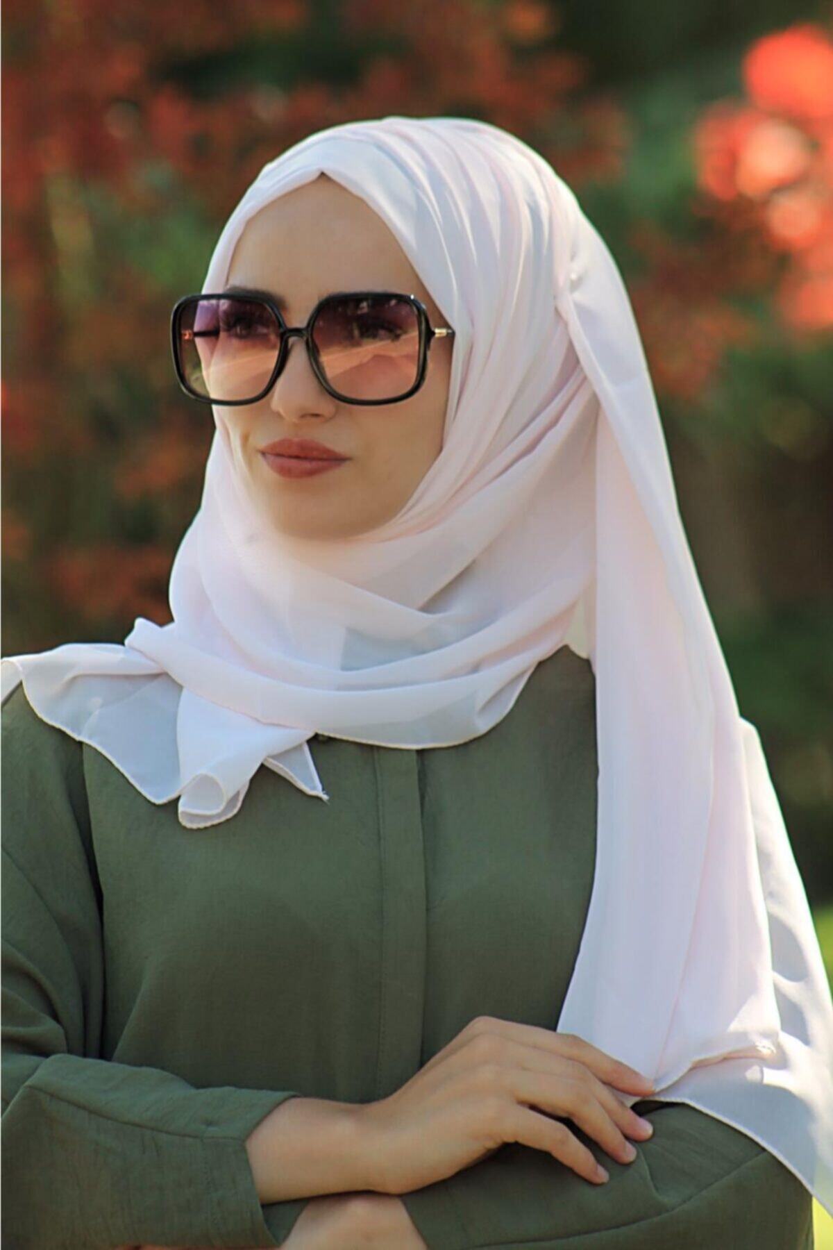 Zehra Hazır Havuz Tesettür Giyim Üç Bantlı Drape Şal Bone Pudra Pempe - Özel Tasarım- Yeni Model Tesettür Giyim